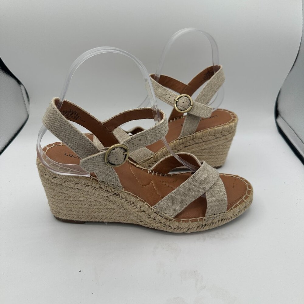 Lucky Brand Casstin Espadrille Wedge Sandal Beige Women's 9M